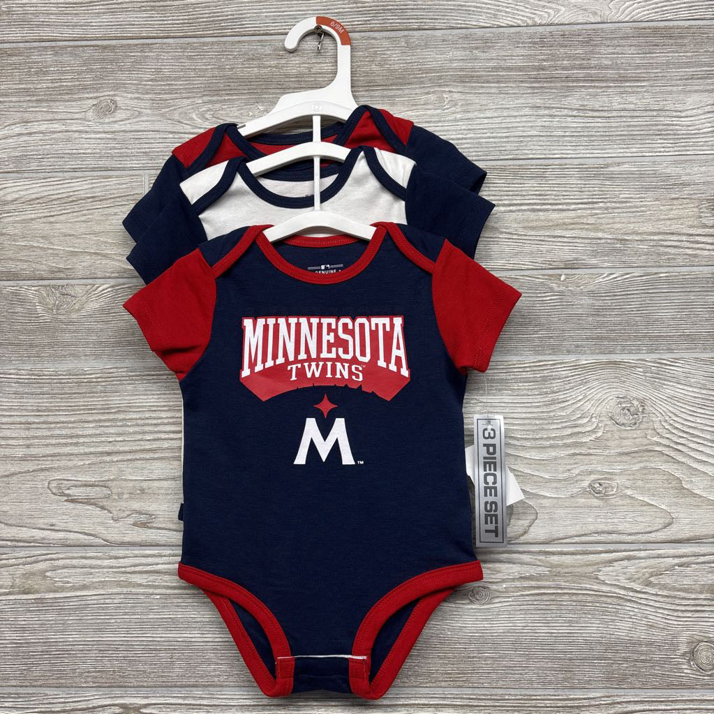 NEW 3 Pk Bodysuit Minnesota Twins 6-9M