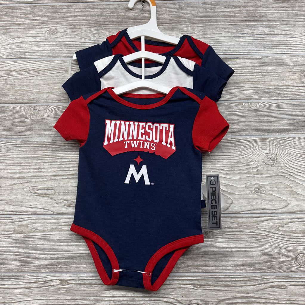NEW 3 Pk Bodysuit Minnesota Twins 12M