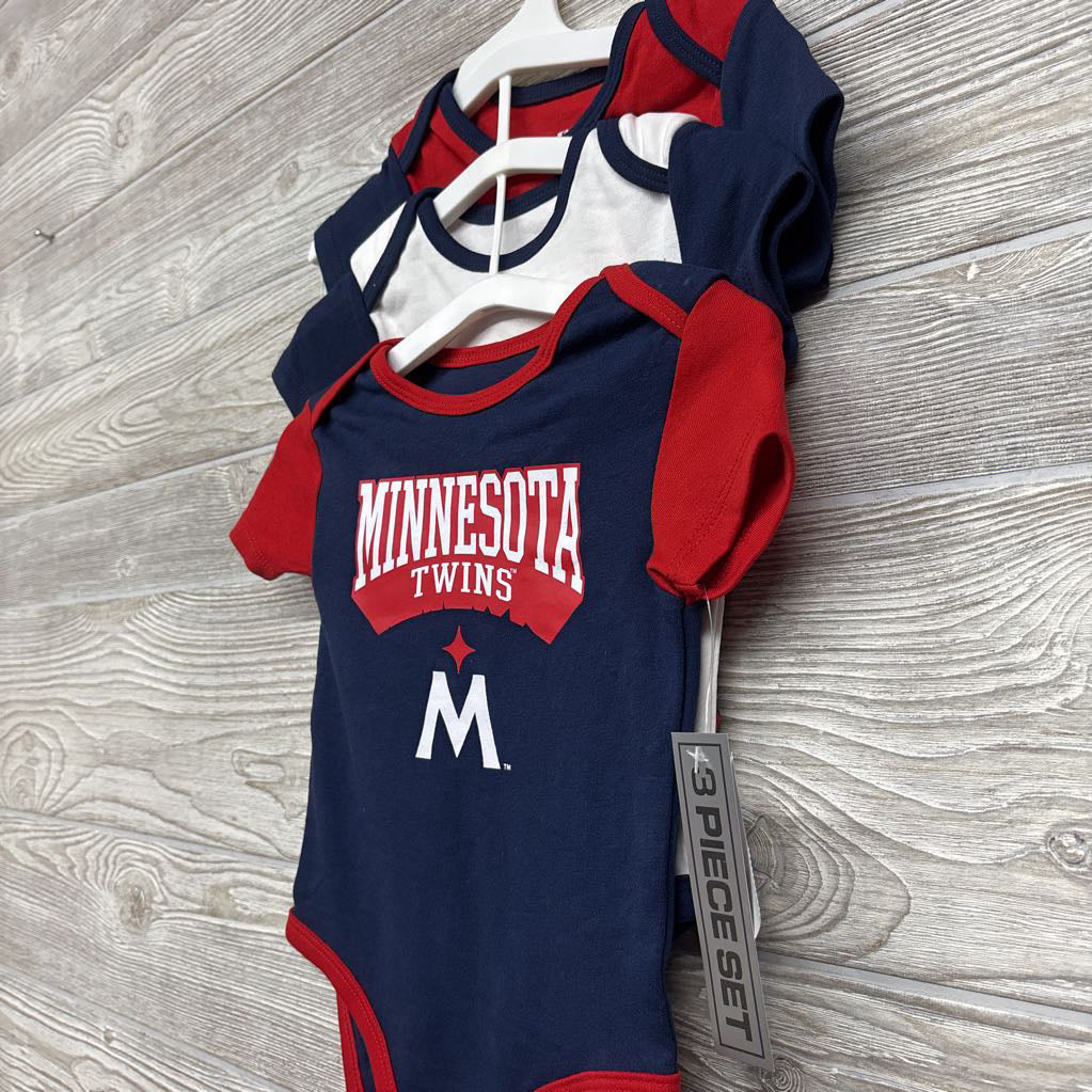 NEW 3 Pk Bodysuit Minnesota Twins 12M