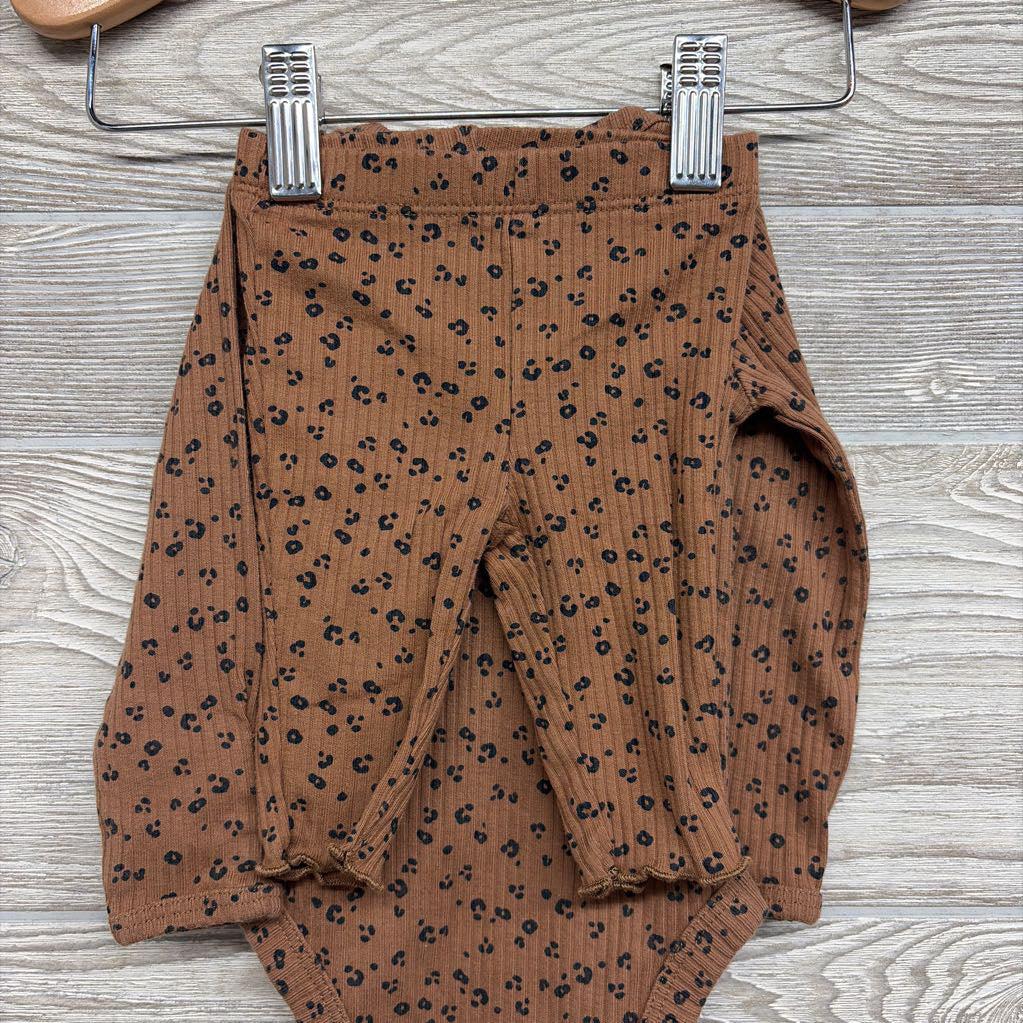 LS Ribbed Bodysuit & Leggings Animal Print NB