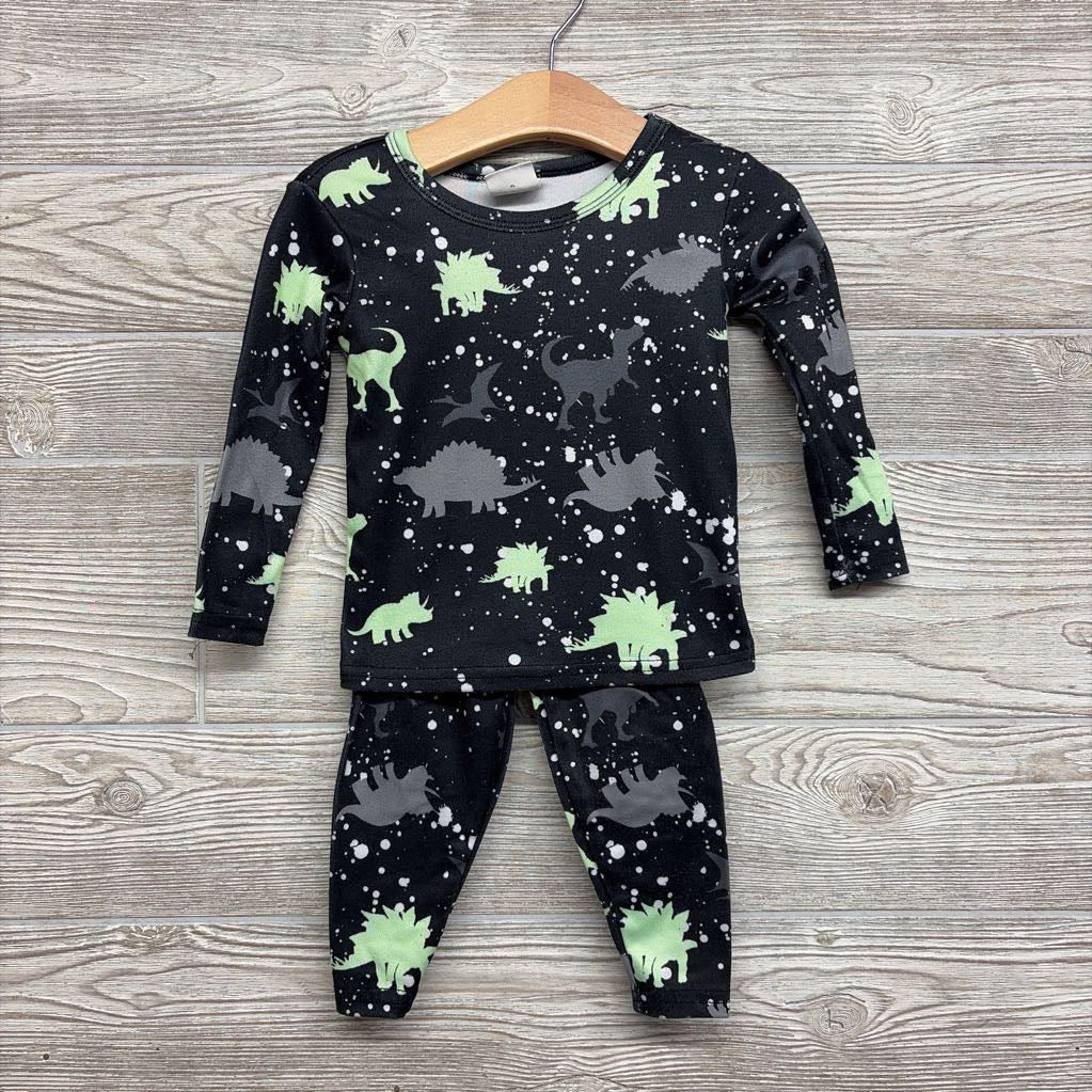 2 Pc LS PJs Dinosaurs Splatters 12-18M