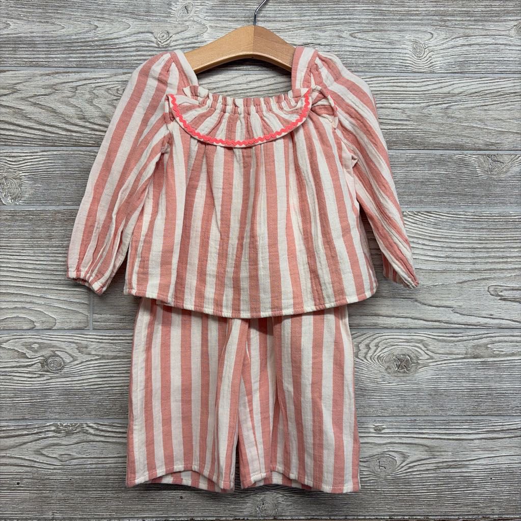 LS Gauze Shirt & Wide Leg Pants Stripes 18M