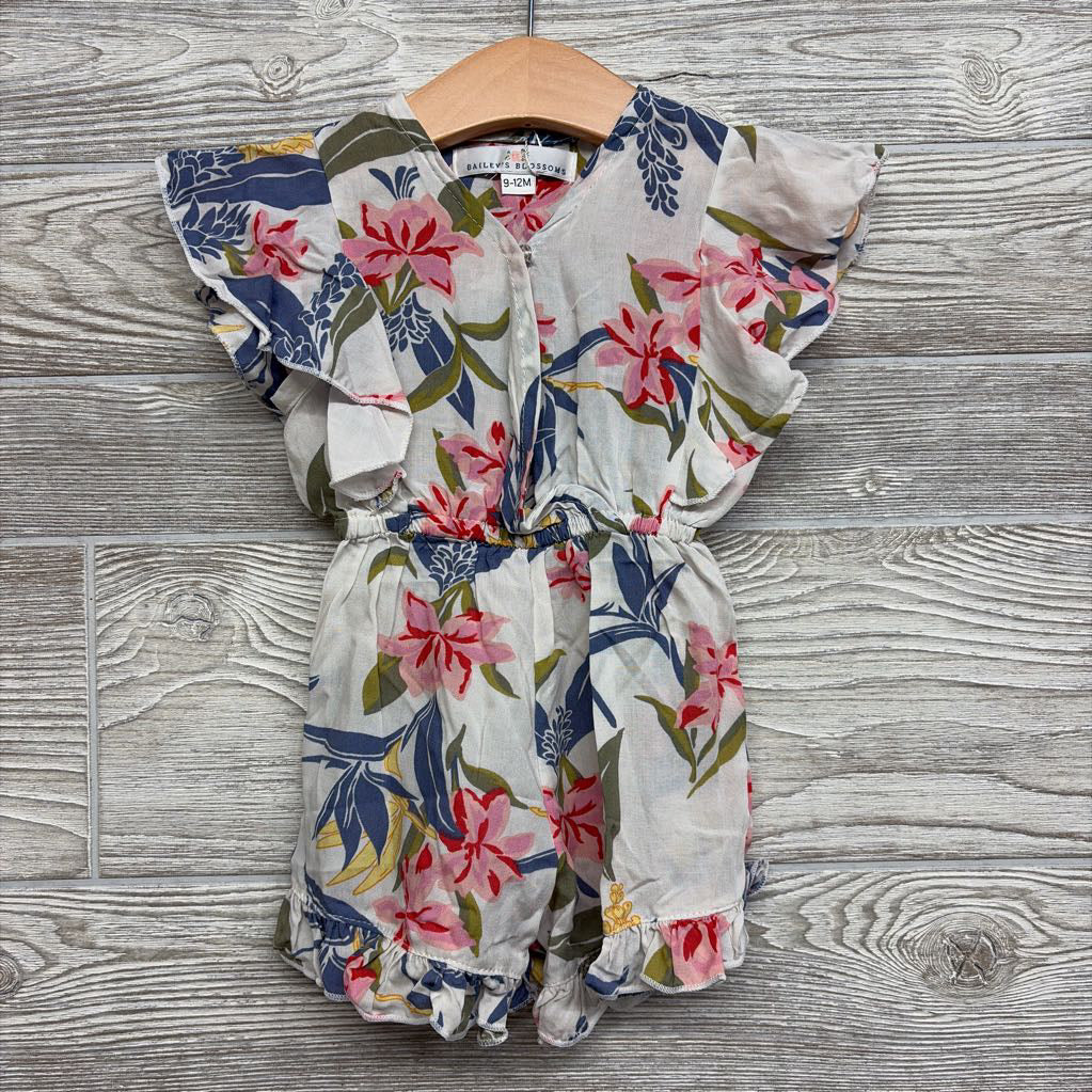 NEW Flutter Sleeve Romper Flowers 9-12M