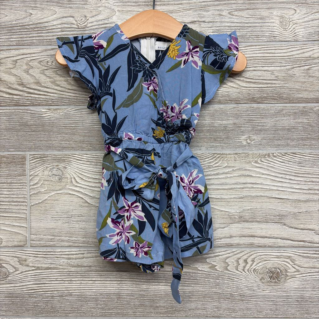 Flutter Sleeve Romper Flowers W/ Belt 9-12M