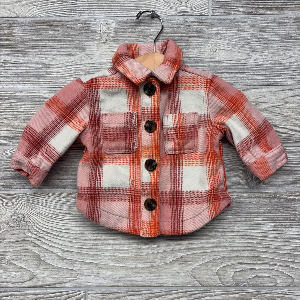 Plaid Button Up Shacket 0-3M