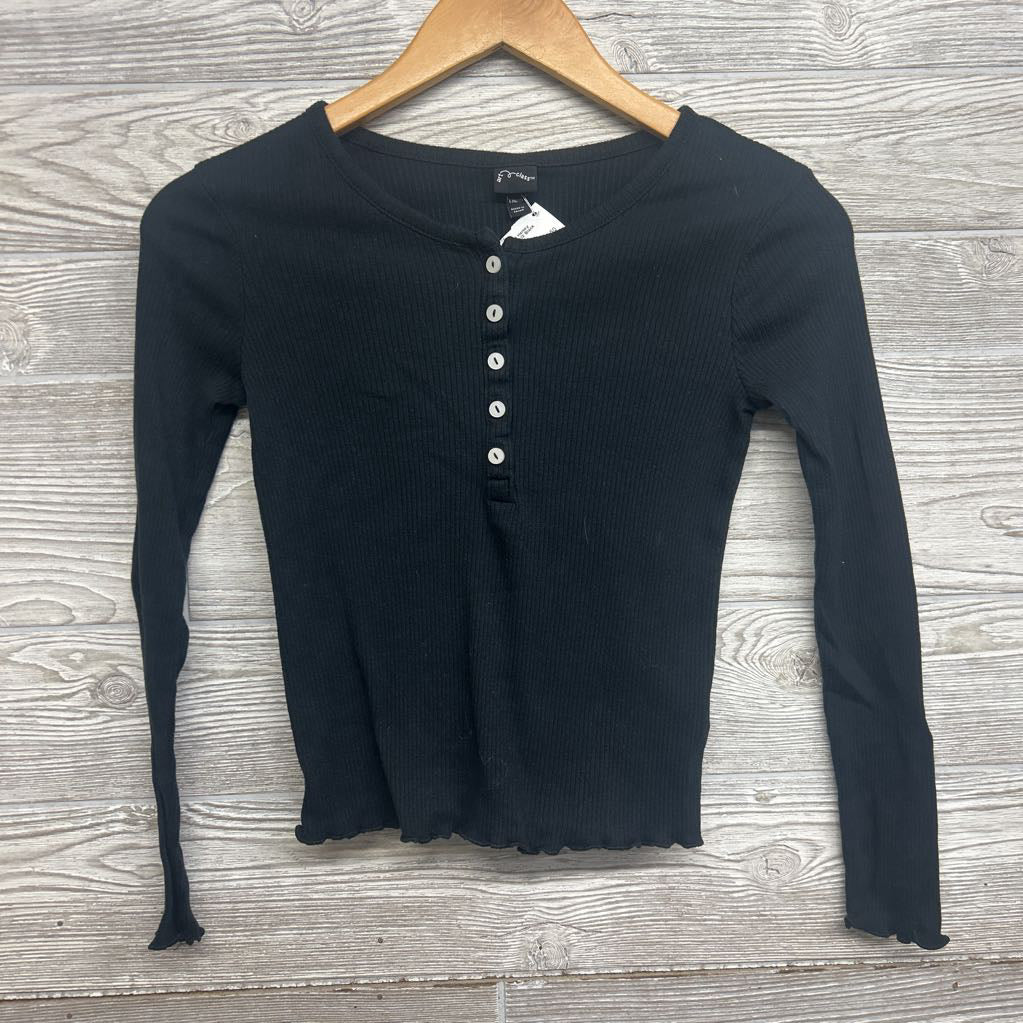 LS Ribbed Henley Shirt Lettuce Trim 10-12