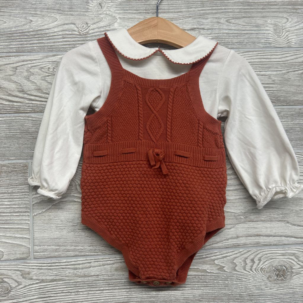 Knit Romper & LS Collared Shirt 12M
