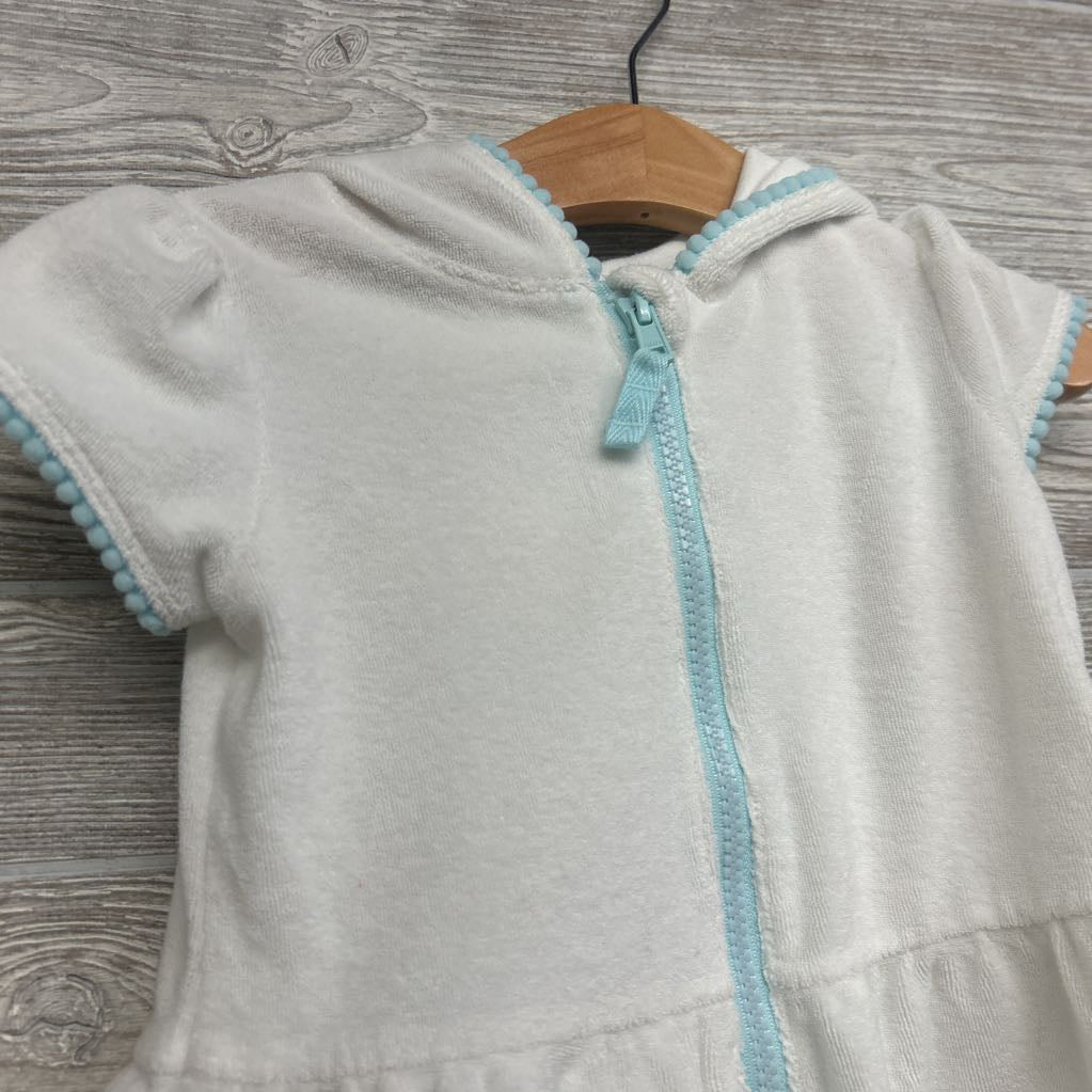 Terry Swim Cover Up W/ Hood Pom Trim 18M