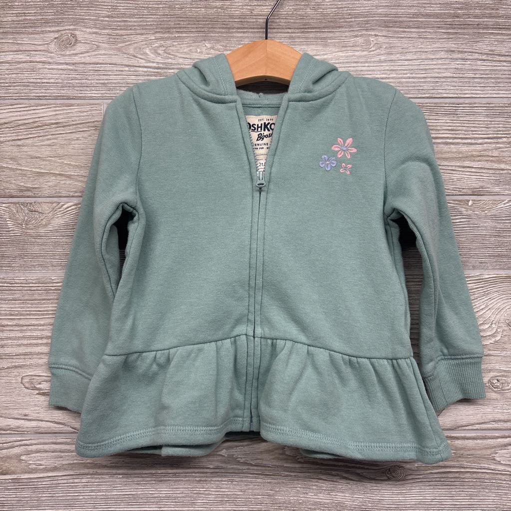 Full Zip Hoodie Embroidered Flowers 2T