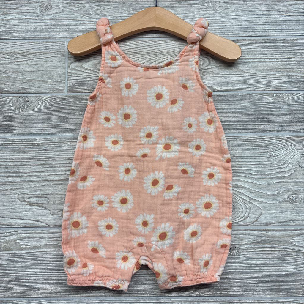 Muslin Bow Strap Tank Romper Flowers 12M