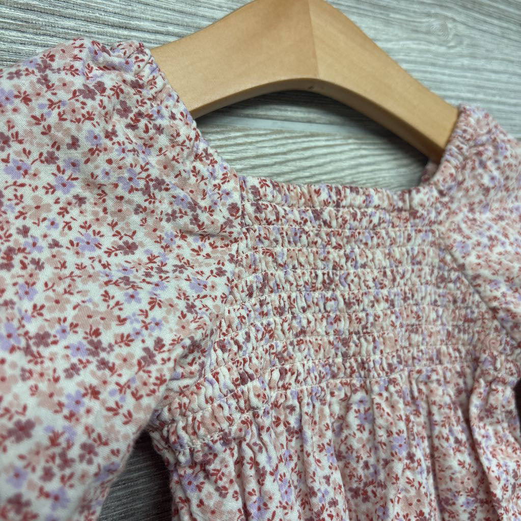 LS Smocked Romper Flowers 6-9M