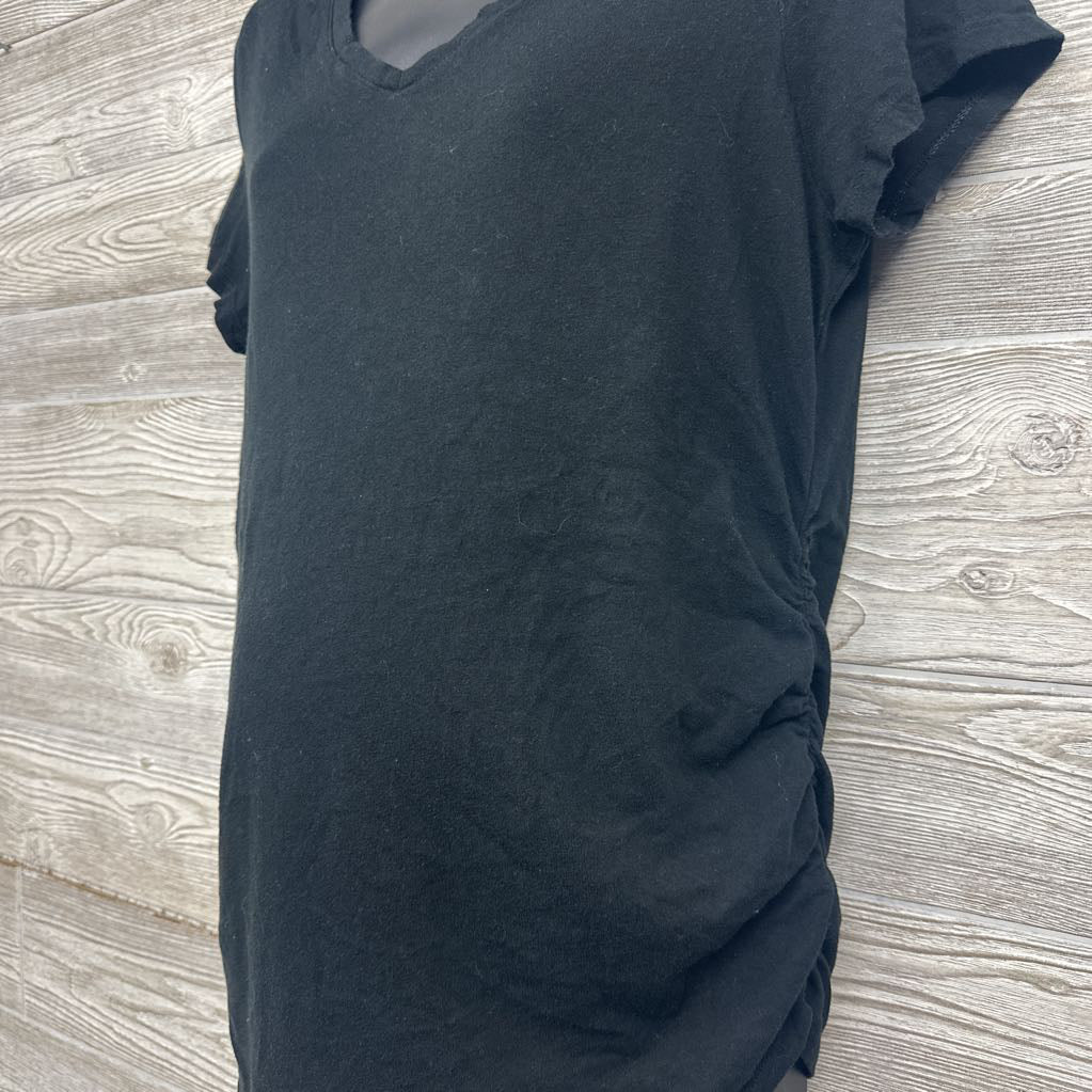 Rouched V Neck Shirt Solid Large
