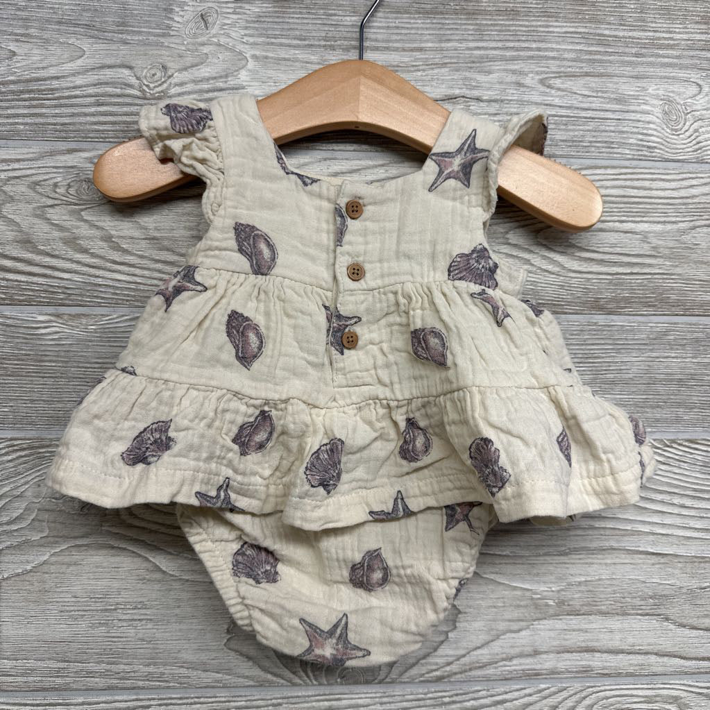Muslin Tiered Sundress Sea Shells 0-3M