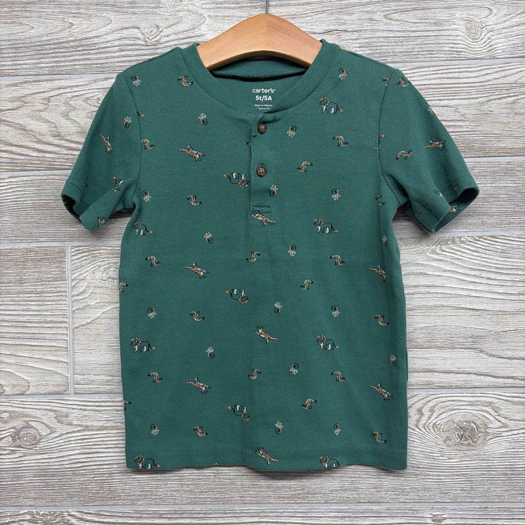 Ribbed Henley Shirt Animals 5t