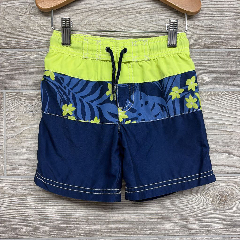 Swim Trunks Flowers 3t