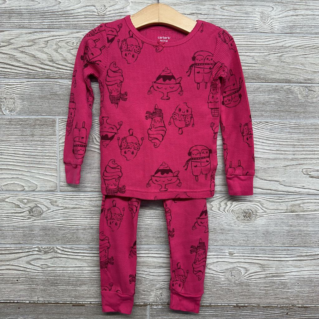 2 Pc LS Waffle Knit PJs Ice Cream Sundaes 3T