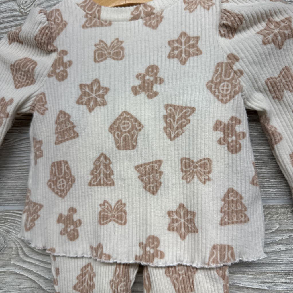 LS Ribbed Shirt & Flare Pants Gingerbread Bows 0-3M