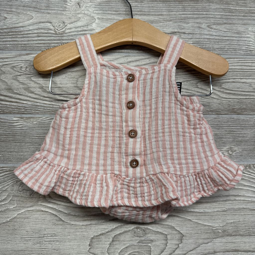 Gauze Button Up Tank Top & Bubble Shorts Stripes 12M