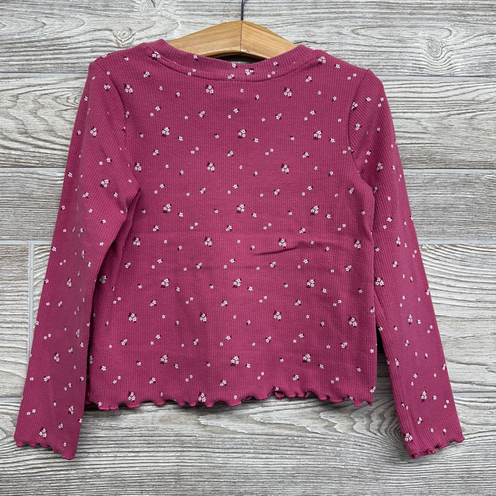LS Ribbed Shirt Flowers 5T