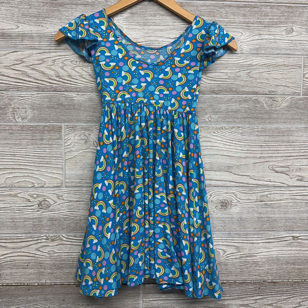 Ruffle Sleeve Dress Rainbows 5-6