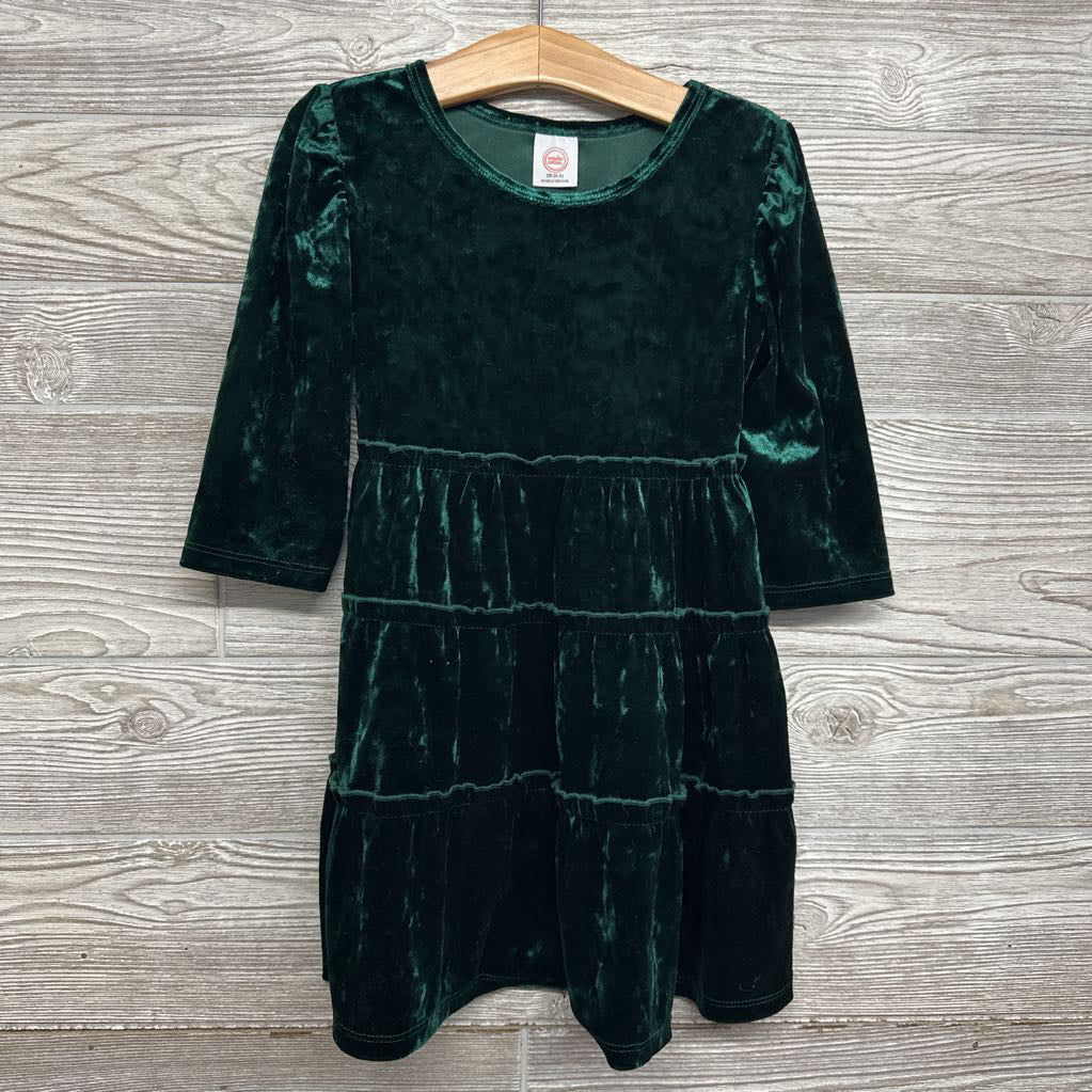 LS Tiered Crushed Velvet Dress 4-5