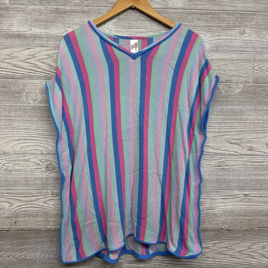 Swim Cover Up Stripes Pom Trim 14-16