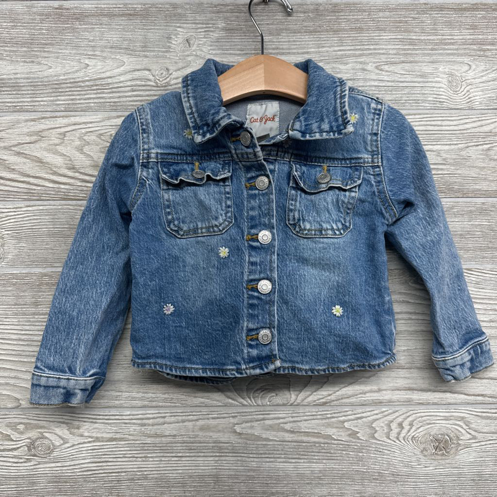 Denim Jacket Embroidered Flowers 3T