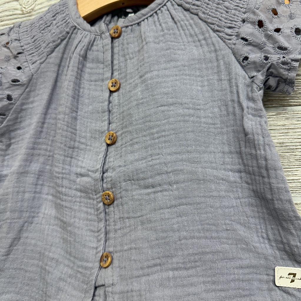 Gauze Button Up Shirt Eyelet Sleeves 18M