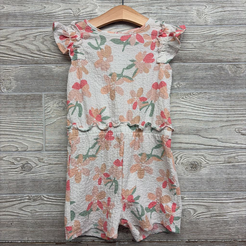 Textured Flutter Sleeve Romper Flowers 6
