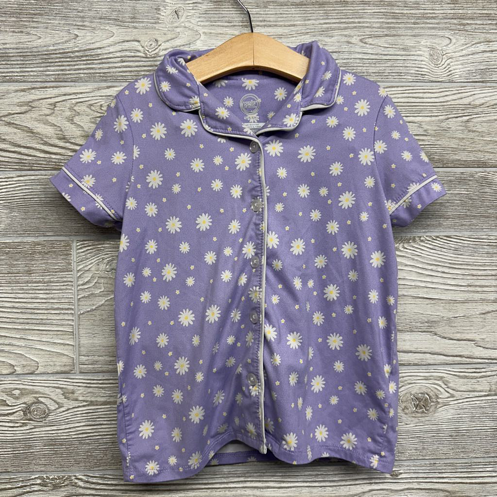 2 Pc Button Up PJs Flowers 6-6X