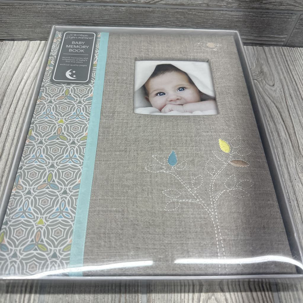NEW Baby Memory Book Linen Tree