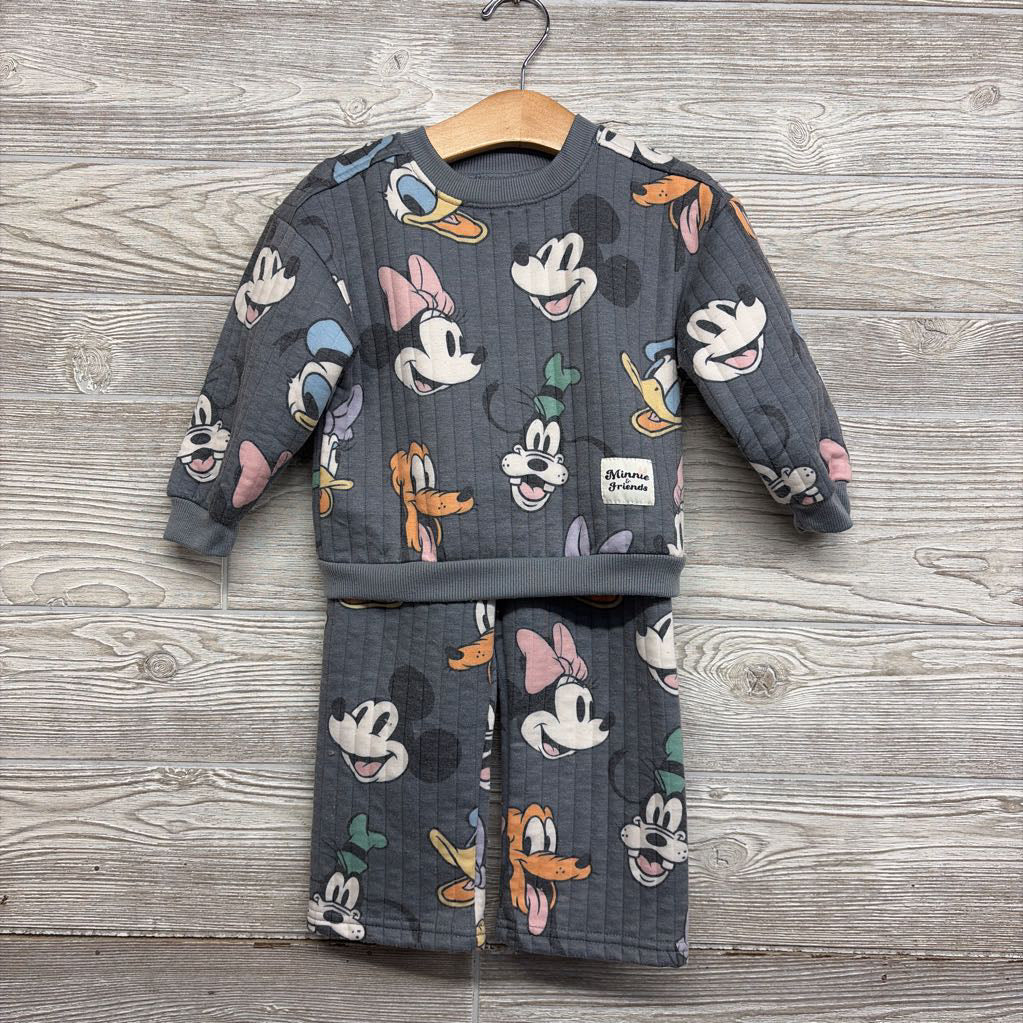 Quilted Crewneck & Wide Leg Pants Characters 3T