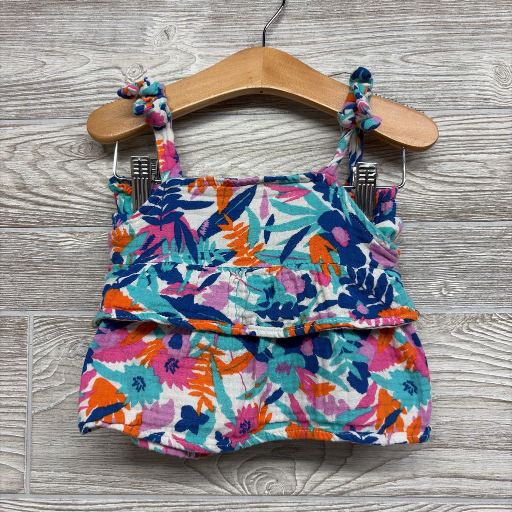 Gauze Ruffle Tank Top & Shorts Flowers