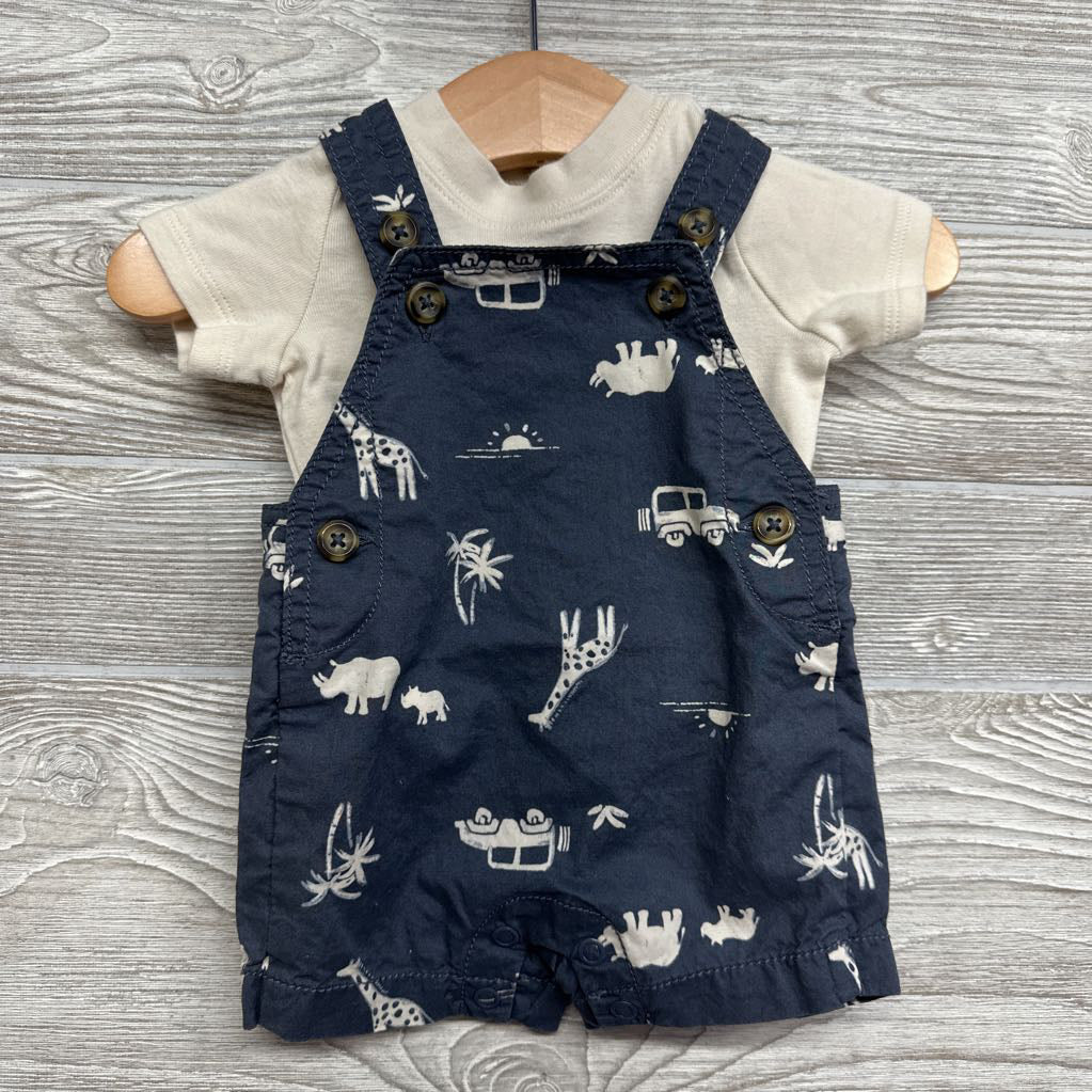 Shortalls & Shirt Safari Animals NB