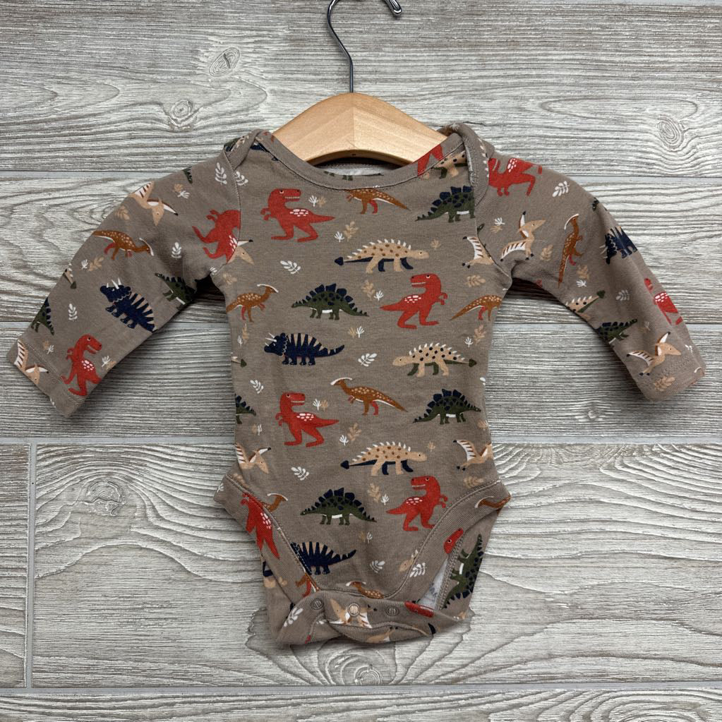 3 Pk LS Bodysuit Dinosaurs 0-3M