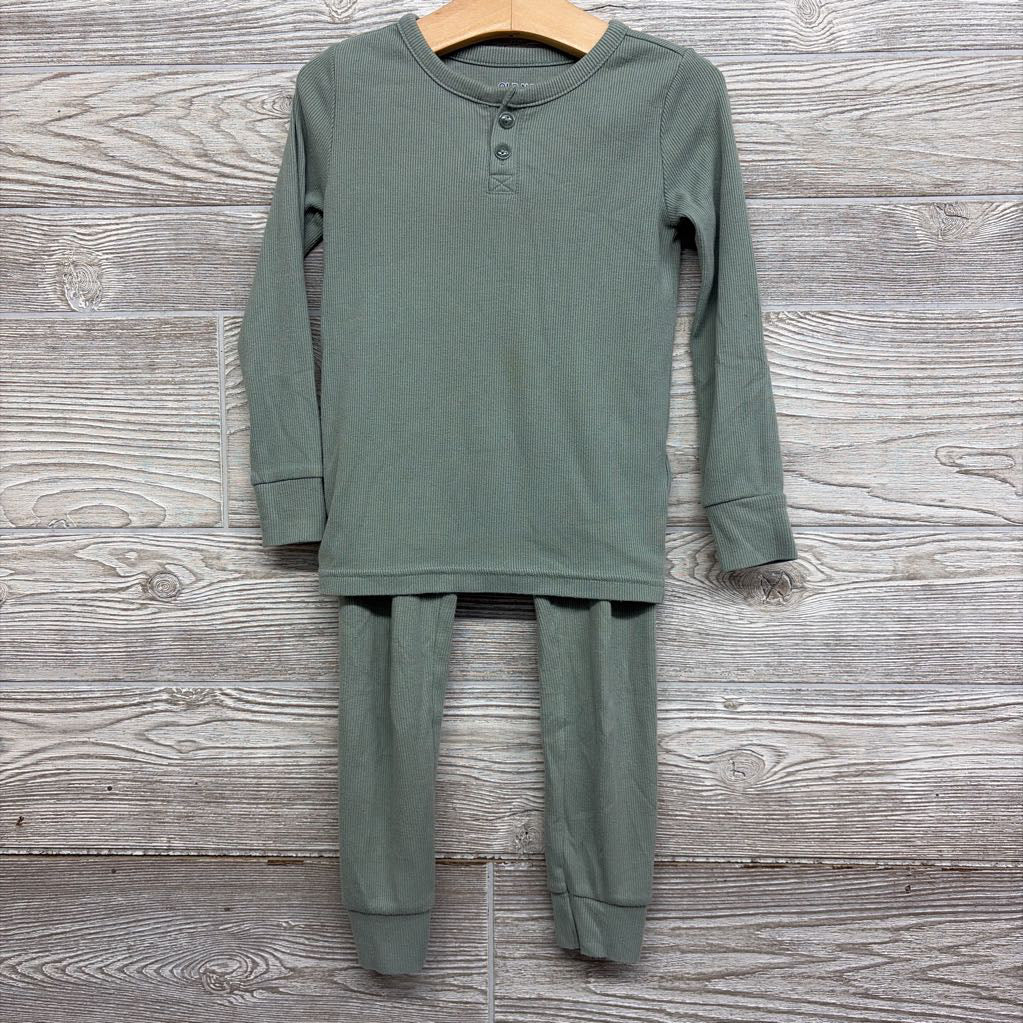 2 Pc LS Ribbed Henley PJs 4T