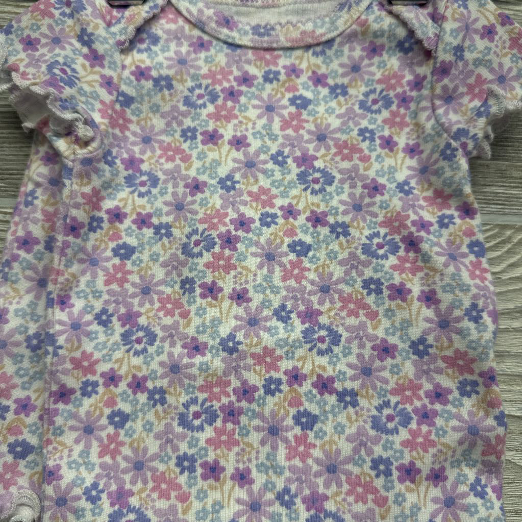 Bodysuit & Pants Flowers Lettuce Trim NB