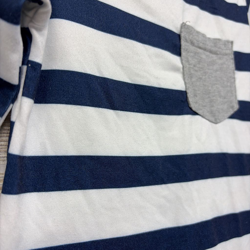 LS Footed Outfit Stripes Chest Pocket 6-9M