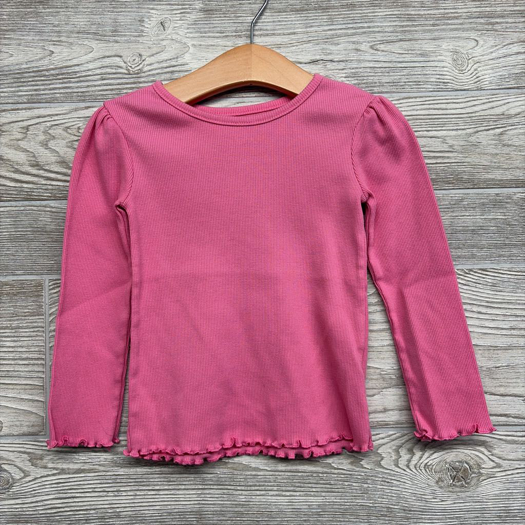 LS Ribbed Shirt Lettuce Trim 3T