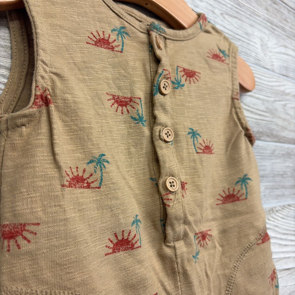 Tank Henley Shorty Romper Suns Palm Trees 18M