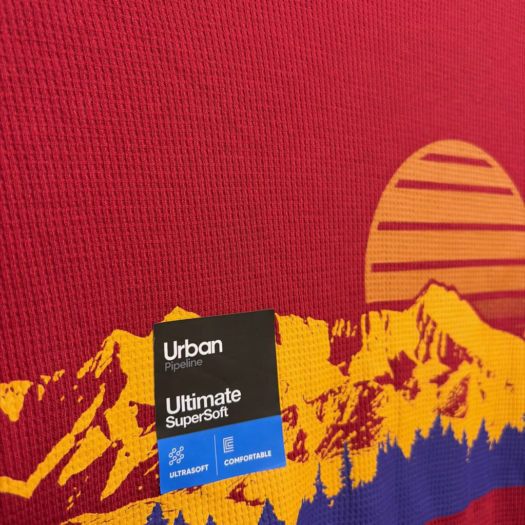 NEW LS Waffle Knit Shirt Mountains Sun 10-12