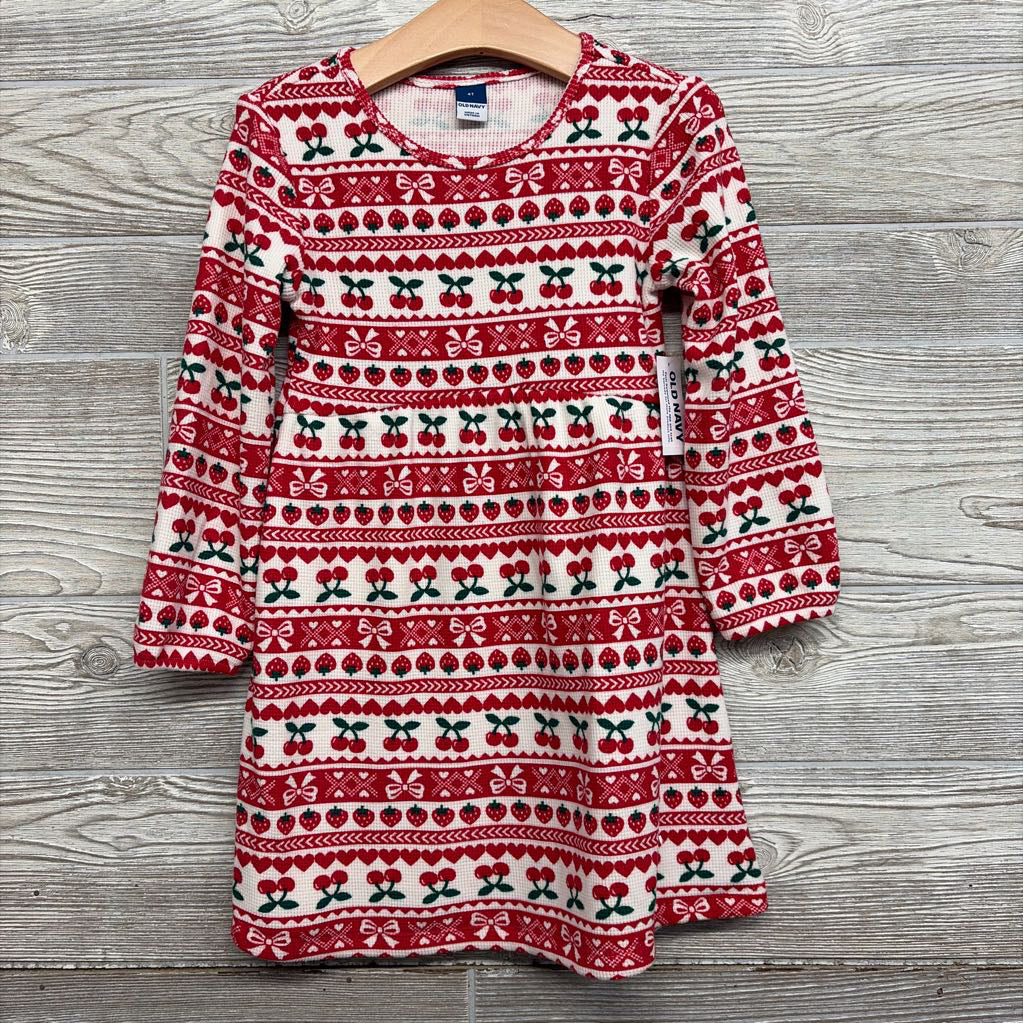 NEW LS Waffle Knit Dress Cherries Strawberries Bows 4T