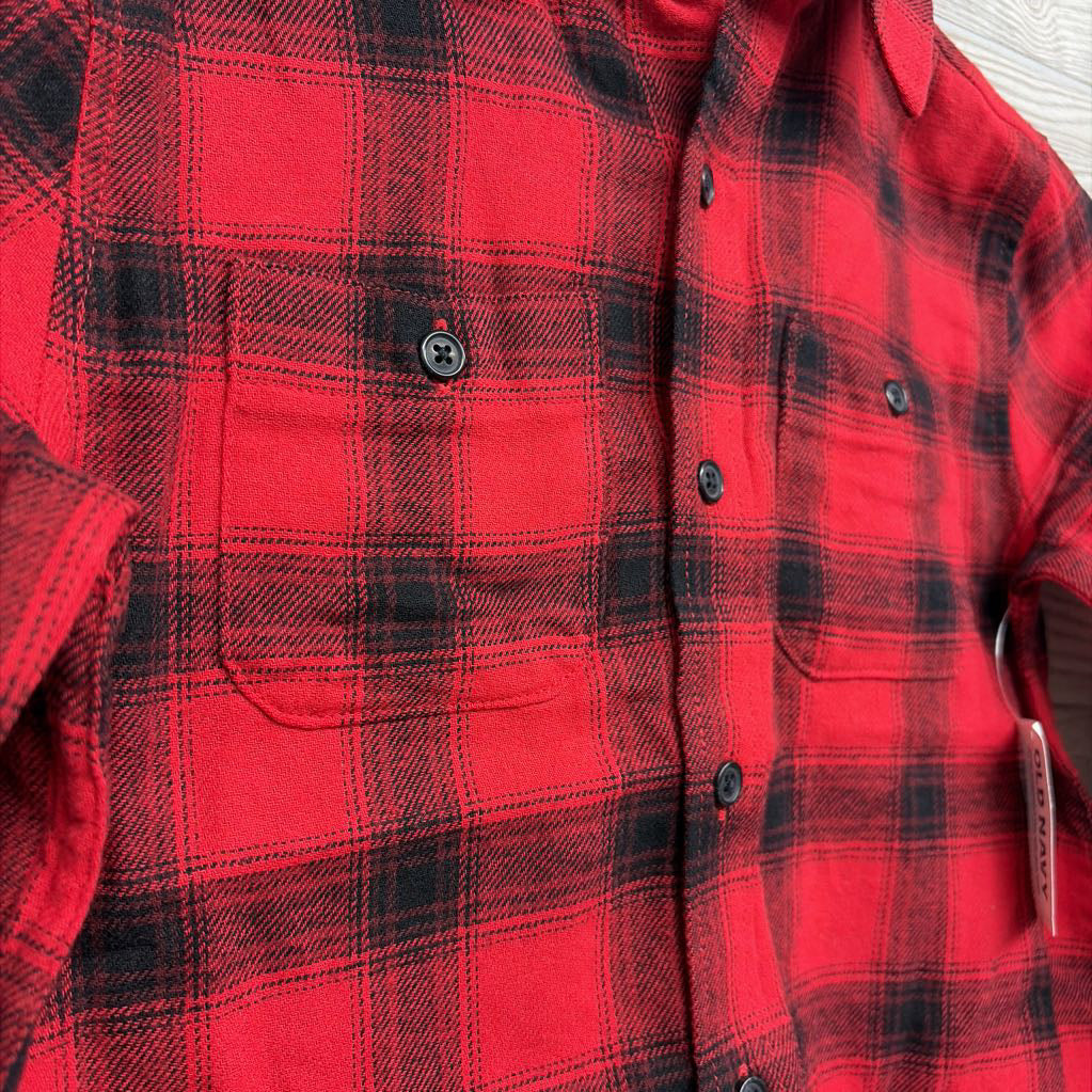 NEW LS Plaid Button Up Shirt Chest Pockets 6-7