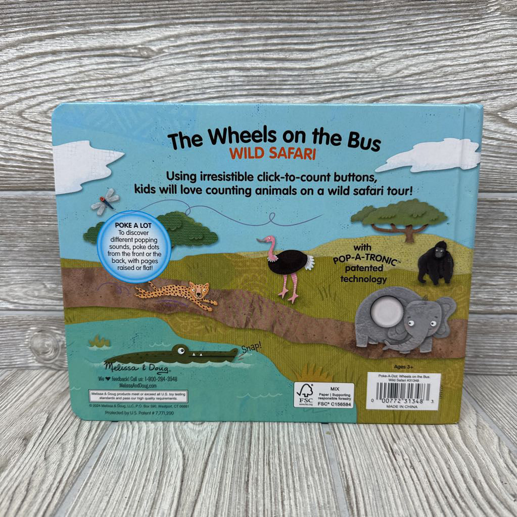 Poke-A-Dot The Wheels On The Bus Wild Safari Board Book