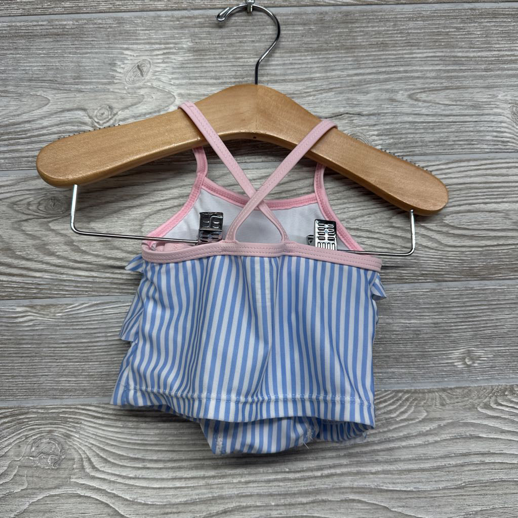 2 Pc Swimsuit Ruffles Stripes 3-6M