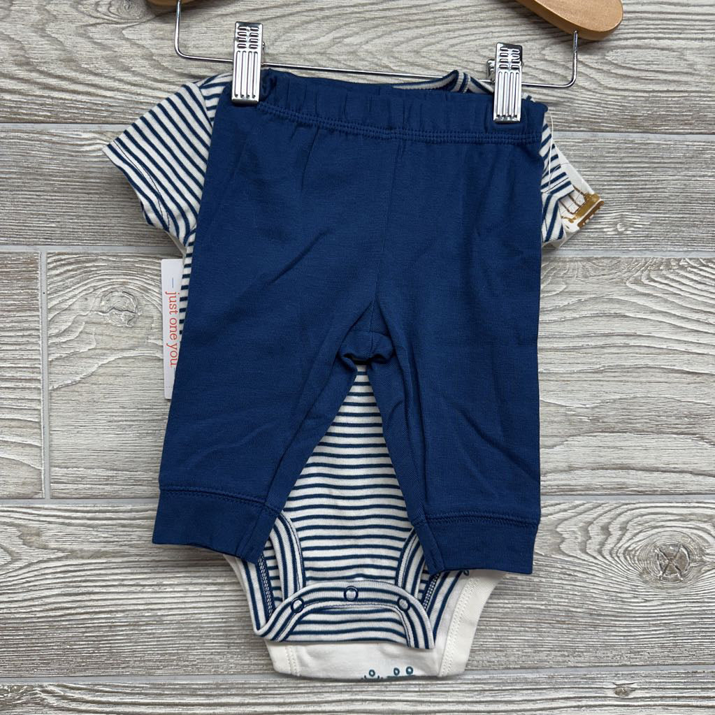 NEW 2 Pk Bodysuits & Pants Stripes Construction Vehicles 3M