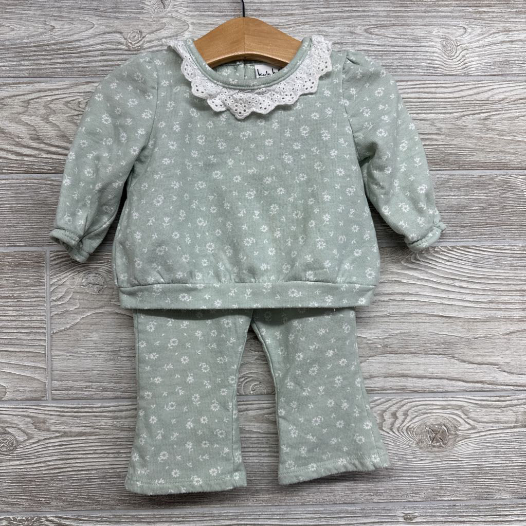 Eyelet Collar & Flare Pants Flowers 3-6M