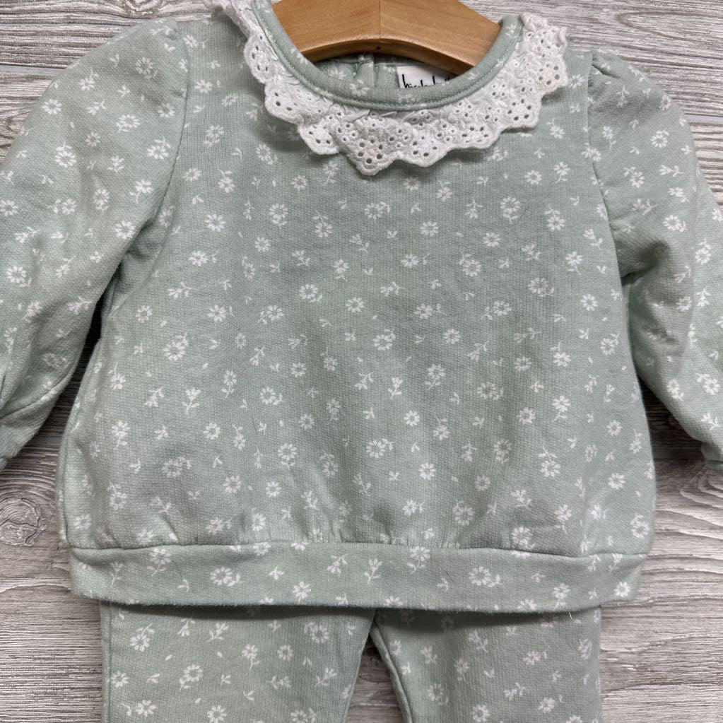 Eyelet Collar & Flare Pants Flowers 3-6M