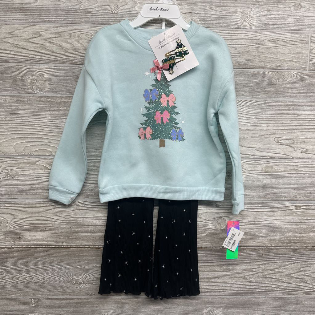 NEW Crewneck Tree Bows & Ribbed Flare Pants Stars 6