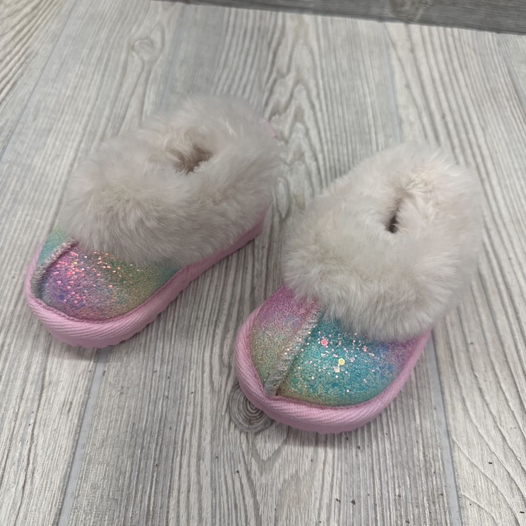 Faux Fur Lined Clog Slippers Glitter 2c